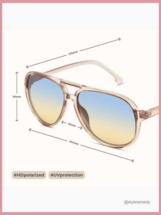 Polarized Aviator Sunglasses, Plastic Frame, UV Protection